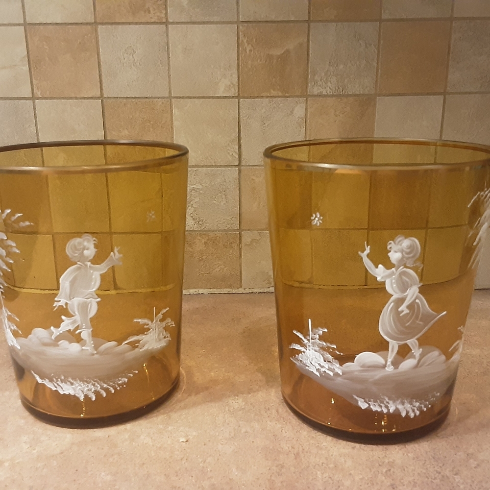 Vintage etched Vases Westmoreland Glass Company